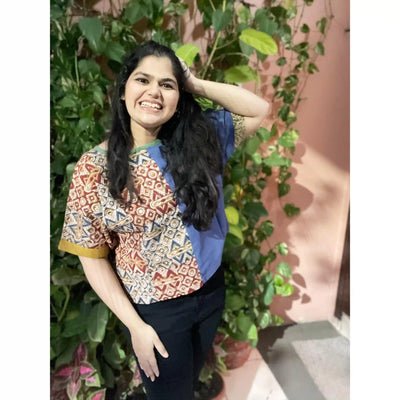 Multi Kalamkari Half-Half Top