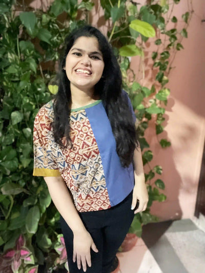 Multi Kalamkari Half-Half Top