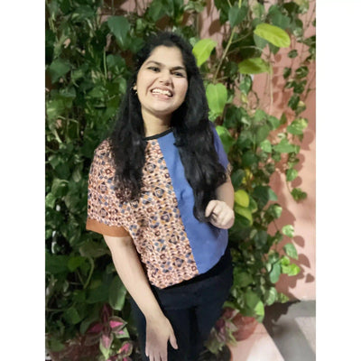 Cream Kalamkari Half-Half Top