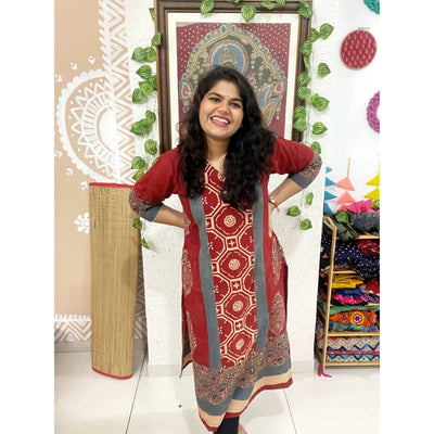 Madder Ajrakh Designer Block Print Kurti