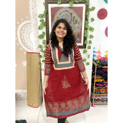 Madder Ajrakh Designer Block Print Kurti