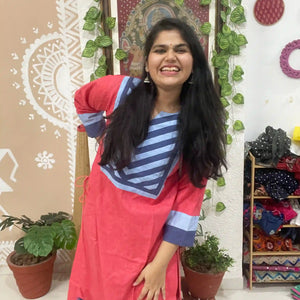 Carrot Red Cotton Solid Designer Kurti