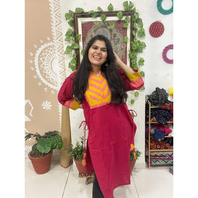 Red Cotton Solid Designer Kurti