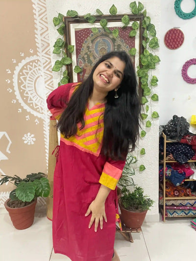 Red Cotton Solid Designer Kurti