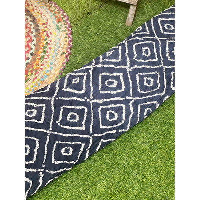 Blue Bandhani Cotton Kurti Fabric