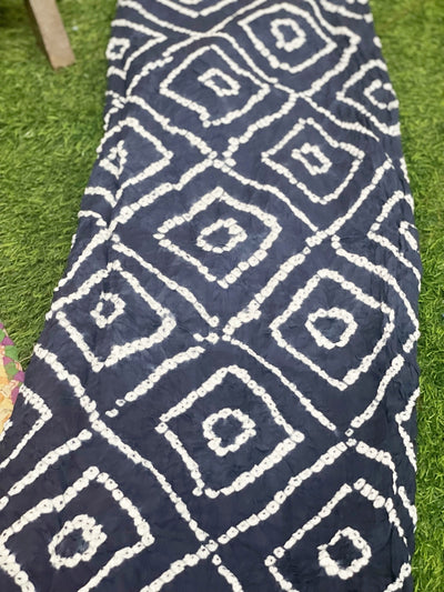 Blue Bandhani Cotton Kurti Fabric