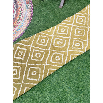 Olive Bandhani Cotton Kurti Fabric