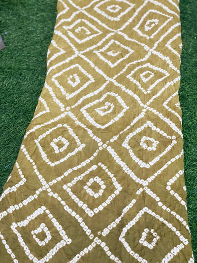 Olive Bandhani Cotton Kurti Fabric