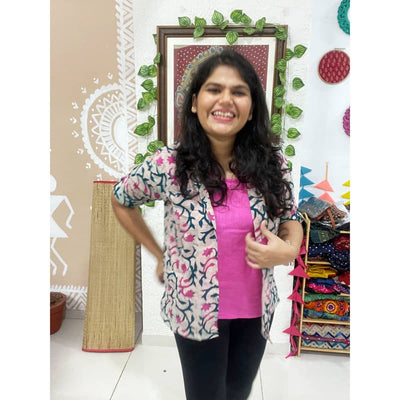 Pink Batik Cotton Faux Shirt Top