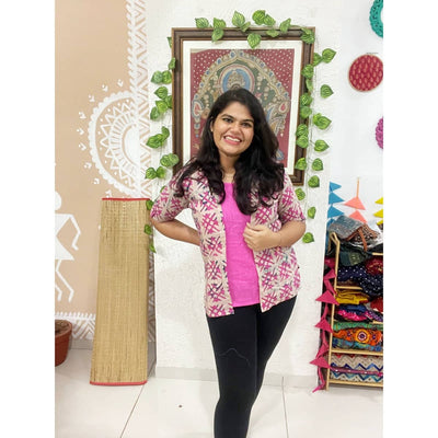 Pink Batik Cotton Faux Shirt Top