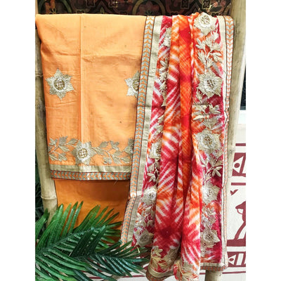 Yellow Chanderi Gota Customised Set