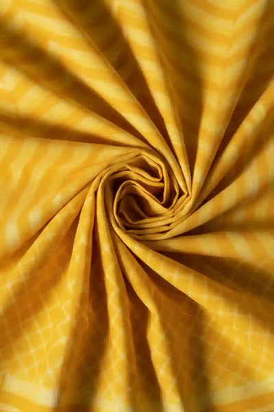 Yellow Nui Shibori Tie-Dye Cotton Kurti Fabric
