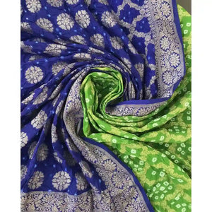 Green Bandhani Banarasi Art Silk Suit