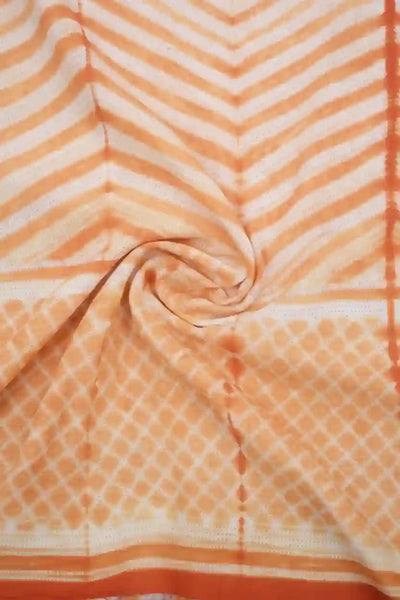 Orange Nui Shibori Tie-Dye Cotton Kurti Fabric