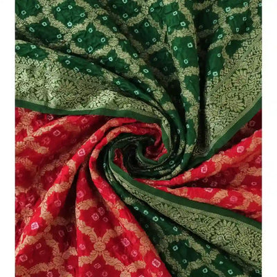 Red Bandhani Banarasi Art Silk Suit