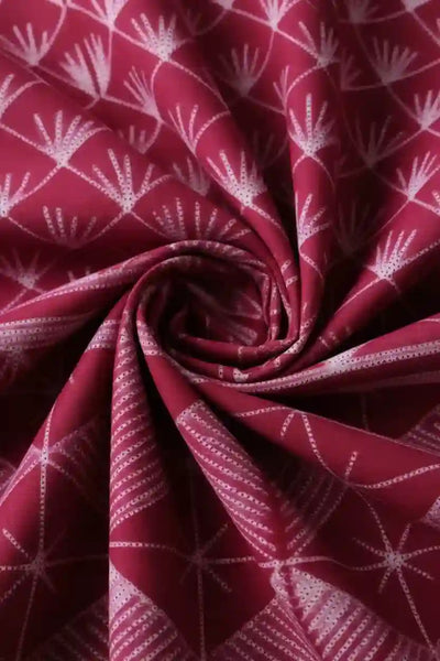 Wine Nui Shibori Tie-Dye Cotton Kurti Fabric