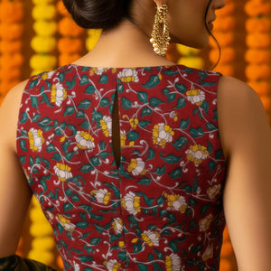 Maroon Kalamkari Inspired Screen Print Blouse