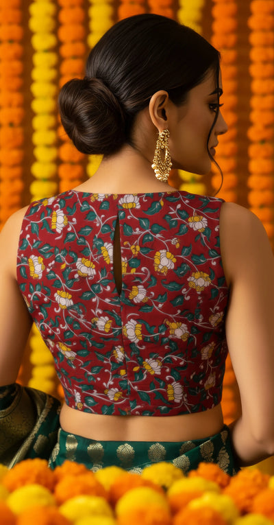 Maroon Kalamkari Inspired Screen Print Blouse