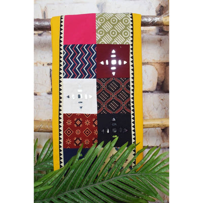 Blue Cotton Patchwork Kurti with Mirror Work - SSEthnics