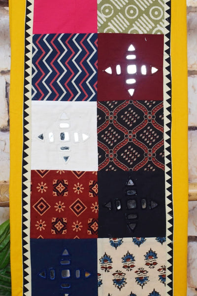 Blue Cotton Patchwork Kurti with Mirror Work - SSEthnics