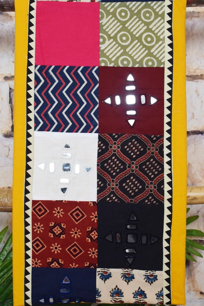 Blue Cotton Patchwork Kurti with Mirror Work - SSEthnics