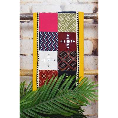 Blue Cotton Patchwork Kurti with Mirror Work - SSEthnics