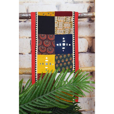 Blue Cotton Patchwork Kurti with Mirror Work - SSEthnics