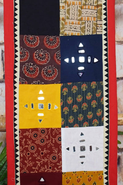 Blue Cotton Patchwork Kurti with Mirror Work - SSEthnics