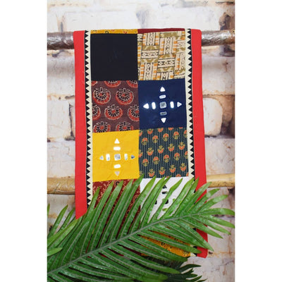 Blue Cotton Patchwork Kurti with Mirror Work - SSEthnics