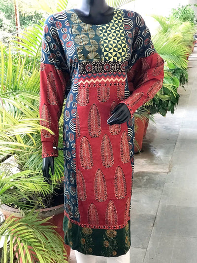 Indigo-Madder Ajrakh Cotton Designer Kurti