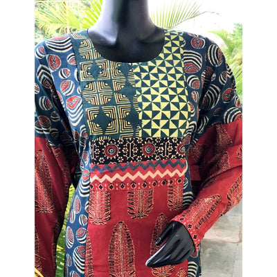 Indigo-Madder Ajrakh Cotton Designer Kurti