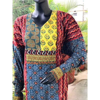 Madder-Indigo Ajrakh Cotton Designer Kurti