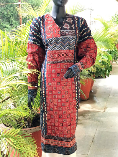 Indigo-Madder Ajrakh Cotton Designer Kurti