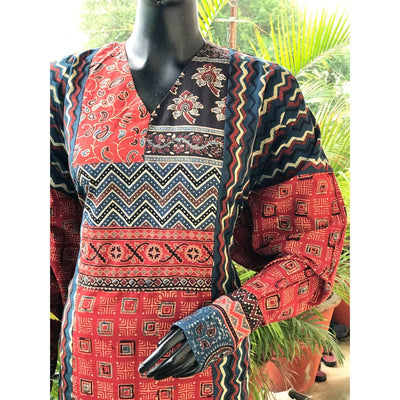 Indigo-Madder Ajrakh Cotton Designer Kurti