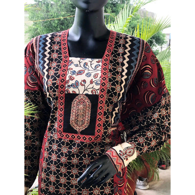Madder Ajrakh Designer Cotton Patchwork Kurti