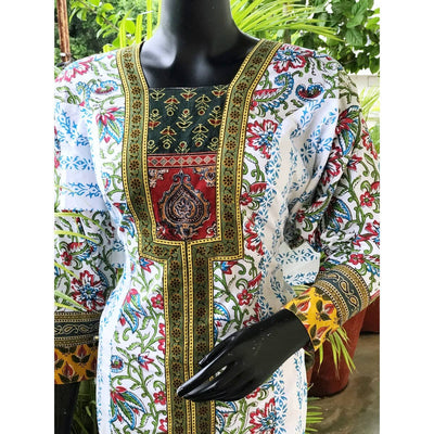 Cream Jaipuri Block Print Designer Kurti