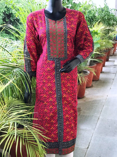 Pink Jaipuri Block Print Designer Kurti