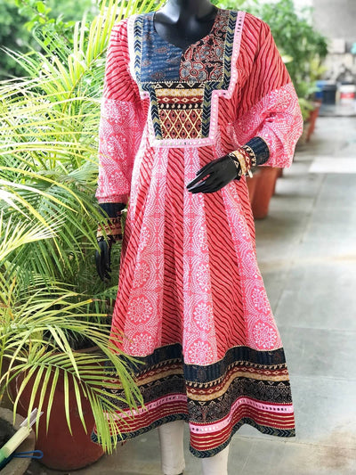 Pink Jaipuri Cotton Designer Anarkali