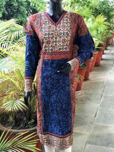Yuvraj Crafts | Rayon Fabric Gujarati Embroidery Worked Kurti For Women |  3/4th Sleeves | Round Kurti| Multicolor