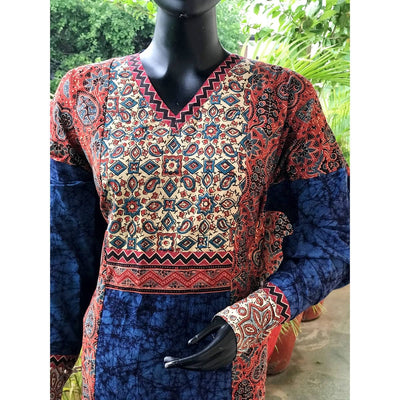 Madder-Blue Ajrakh-Batik Cotton Designer Kurti