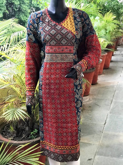 Indigo-Madder Ajrakh Cotton Designer Kurti
