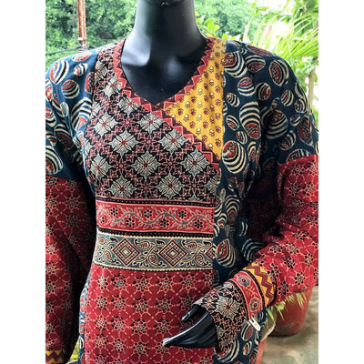 Indigo-Madder Ajrakh Cotton Designer Kurti
