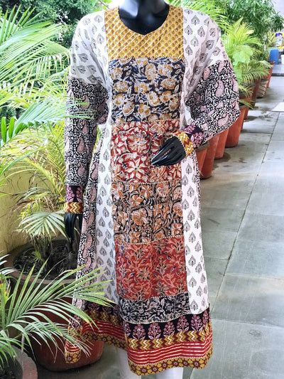 Cream Bagh-Kalamkari Cotton Designer Anarkali