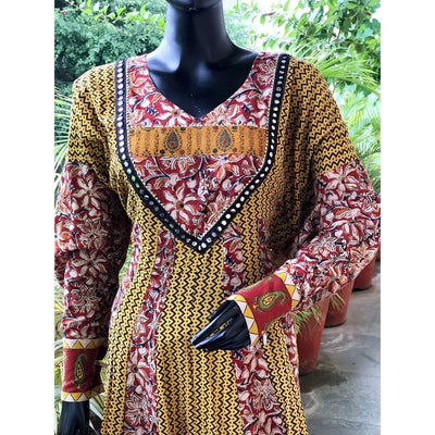 Yellow-Madder Bagh-Kalamkari Cotton Designer Anarkali