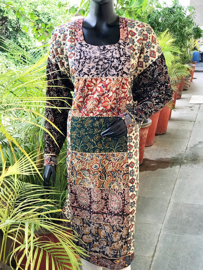 Cream-Black Ajrakh Cotton Designer Kurti