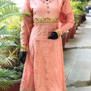 Peach Bhagalpuri Cotton Silk Anarkali