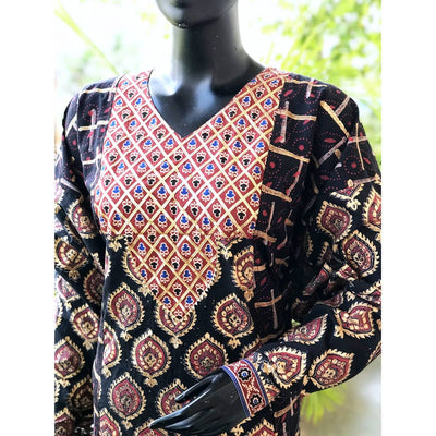 Black Gold Block Print Designer Kurti