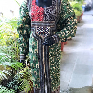 Green Gold Block Print Designer Kurti