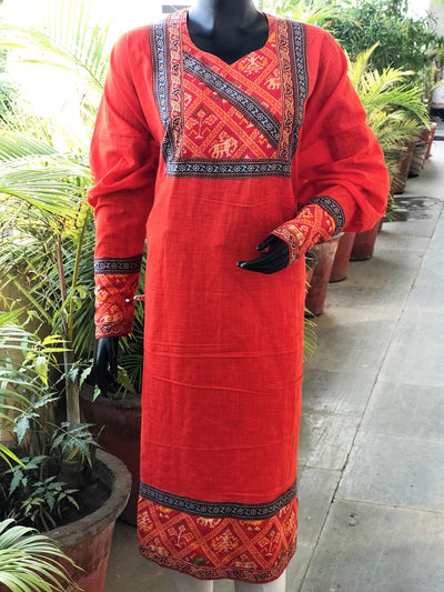 Red Patola Inspired Patchwork Kurti