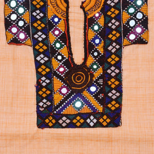 Peach Cotton Kutch Old Work Kurti Fabric